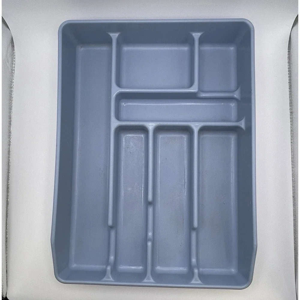 Vtg Rubbermaid Silverware Utensil Tray Drawer‎ 7 Compartment Organizer 0521 Blue